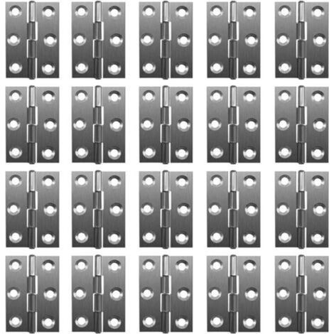 Lot de 20 charnières pliables à 180 ° en acier inoxydable pour piano 20 mm avec 6 trous de montage (1/5)