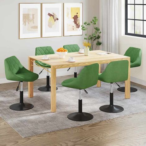 Chaises pivotantes à manger lot de 6 vert clair velours (1/5)