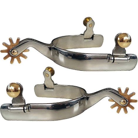 Éperons de style western pour homme (lot de 2), argentés, antirouille, pour équipement de compétition. (1/4)