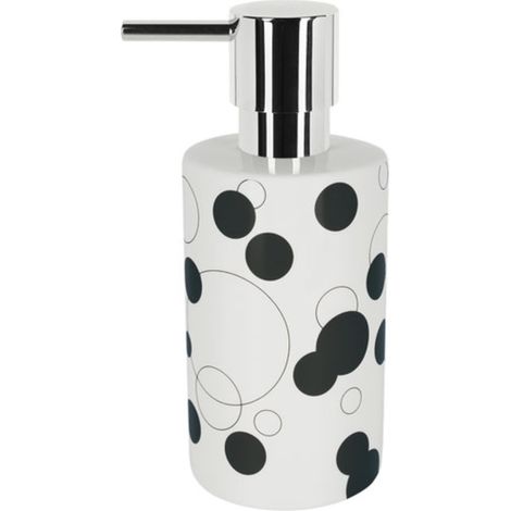 Distributeur de savon Porcelaine TUBE BUBBLES Noir & Blanc Spirella