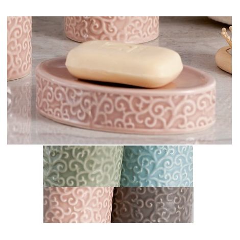 Portasapone saponetta da appoggio in ceramica damasco 4 Colori (1/2)