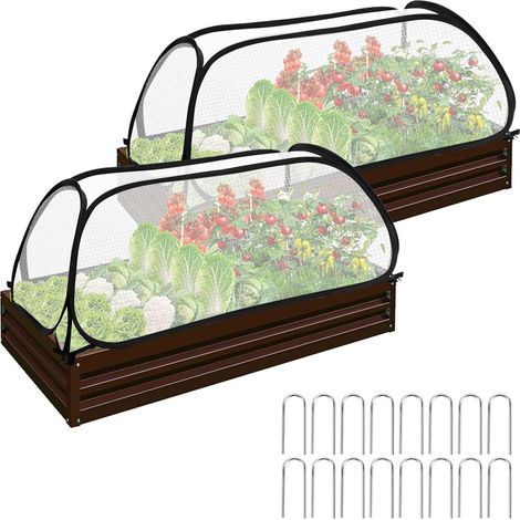 Set of 2 Small Garden Greenhouse for Vegetables with Mesh Windows, 114 x 56 x 41 cm, Mini Garden Greenhouse, Balcony Greenhouse with Zip, PE Material, Multi-purpose (1/5)