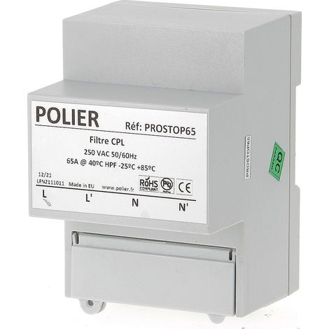 Filtre CPL anti Linky 4 bandes Cenelec – Atténuation 40 dB – Intensité 65 A – Encombrement réduit – PROSTOP65 – Polier (1/4)