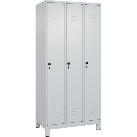 Garderobenschrank Classic PLUS H1950xB900xT500mm lichtgau,RAL 7035 3 Abteile C+P (1/5)