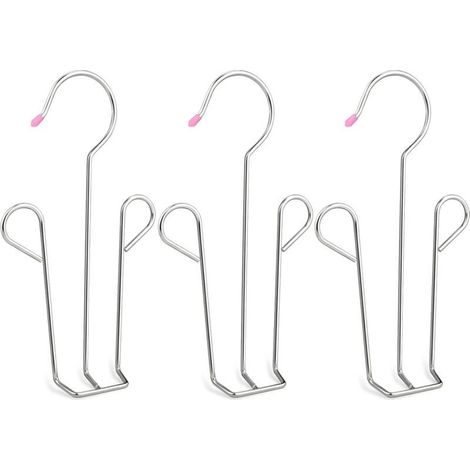 Lot de 3 cintres à chaussures en acier inoxydable multifonction avec double crochet pour déshumidifier les chaussures en cuir (1/5)