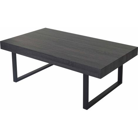 Couchtisch Genk HHG-950, Wohnzimmertisch, 40x110x60cm, MVG-zertifiziert Schwarze Eiche-Optik, dunkle Metall-Füße