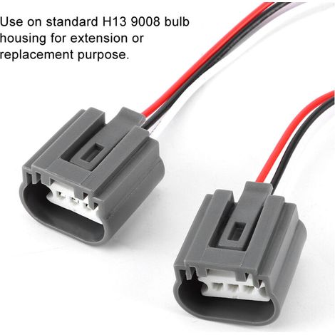 2-teiliger H13 9008 Buchsenstecker mit hitzebeständiger Verkabelung für LEDs