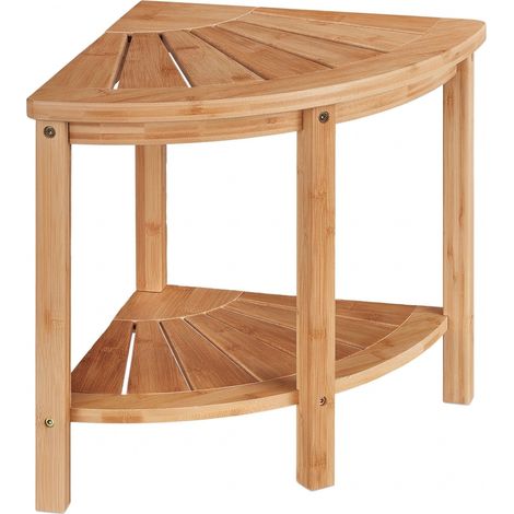 Rangement d'angle pour cuisine ou salle de bain 42 x 55 x 39,5 cm espace optimisé style naturel en bambou clair (1/5)