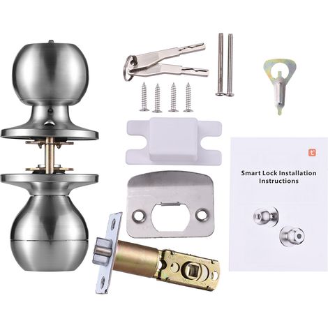 Decdeal Smart Lock Keyless Eingangstür Fingerabdruckknauf Ty App Remote-Betriebstyp-C-Anschluss wiederaufladbarer Akku BT 3-in-1 Fingerabdruck/Taste/App für 35-55 mm Büro-Heimschlafzimmer