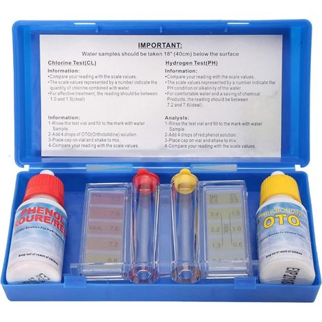 1 kit de test d'eau, pour mesure pH et chlore, réactifs précis, boîtier plastique compact, adapté piscines et spas (1/5)