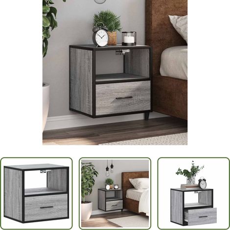Wandmontage - Wand-Nachttisch Grau Sonoma 40x31x39,5 cm (1/5)