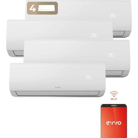 Aire Acondicionado Multi Split 4x1 EVVO CLIMA (3x9000+12000 BTU), WiFi, Inverter, A++