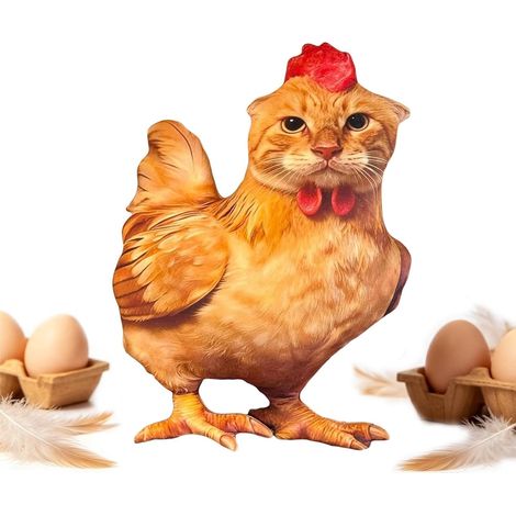Cabeza de gato y de pollo de peluche suave y decorativo (1/5)