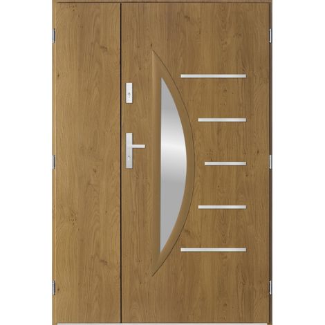 Porte d'entrée double CENTORO 120x200 cm winchester - Poignée et serrure : Sans - Poussant: Gauche