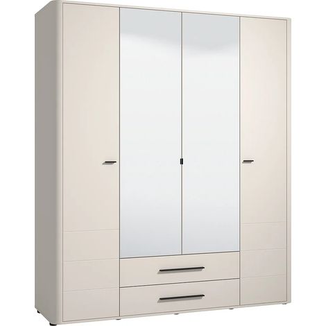 Armadio 4 porte e 2 cassetti - Con specchio - L. 180 - Beige - JELYNE (1/5)