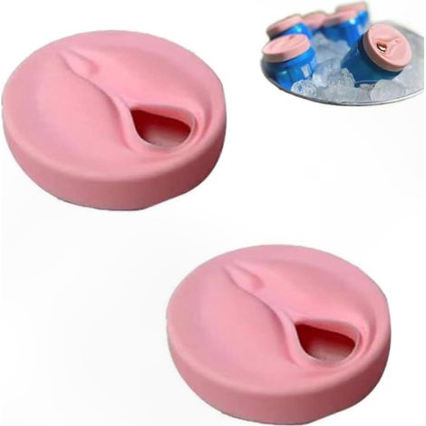 Lot de 2 couvercles de canette en silicone rose - Bouchons réutilisables étanches pour canettes 12oz, parfaits pour fêtes, cadeaux et accessoires de boisson (1/5)