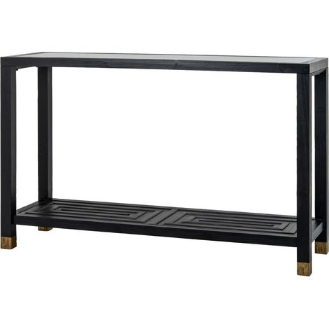 Lennox Console Table - Wood/Glass - L40 x W130 x H81 cm - Black