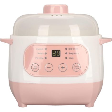 Marmite électrique, Cuiseur électrique en Céramique de 1 L, Support Anti-brûlure Sèche pour la Soupe au Riz et au Porridge (Prise UE 220V) (1/5)
