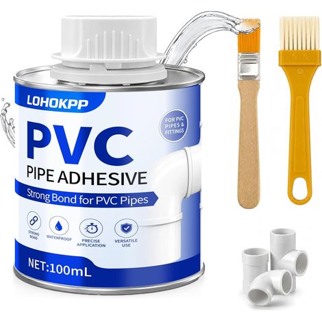 100ml Colle Tuyaux PVC, Colle PVC Plomberie Piscine, Étanche, Colle Contact für Raccord de Canalisations Bateaux, Étangs, Jacuzzis et Irrigation (1/5)