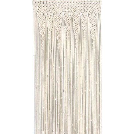 Main-tenture Murale en Coton Tissé,Tapisserie De Macramé Boho,Chambre Divider Art Tissé Chic Moderne Rideau pour Wedding Home Decor-Beige 100x200cm (1/4)