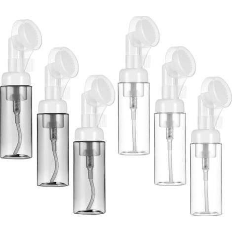 6-Piece Facial Dispenser Bottle Set for Home and Travel Use, for Conditioner and Gel, Foaming Bottle with Brush, 60ml, Refillable and Reusable Plastic (1/5)
