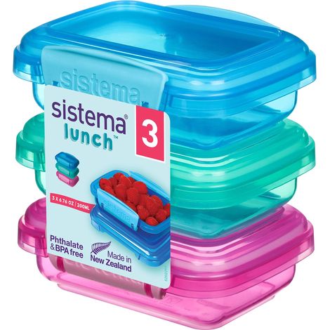 Sistema contenitori per alimenti 200 ml Vasetti piccoli per snack Plastica senza BPA Colori assortiti 3 pezzi