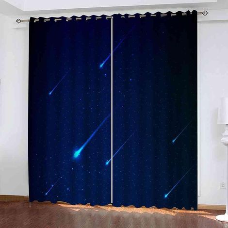Rideaux Chambre Enfant Météore Étoile 280 X 250 Cm (L X H) Rideaux Occultants 3D, Utilisés pour La Décoration De La Maison dans Les Cuisines Et Les Chambres Salon De Bureau D'Hôtel - 280 x 250 cm (L x (1/5)