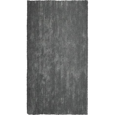 Tapis Poils Longs Shaggy Gris Foncé en Polyester et Coton Très Doux au Toucher pour Chambre ou Salon au Style Moderne 80 x 150 cm Beliani (1/5)