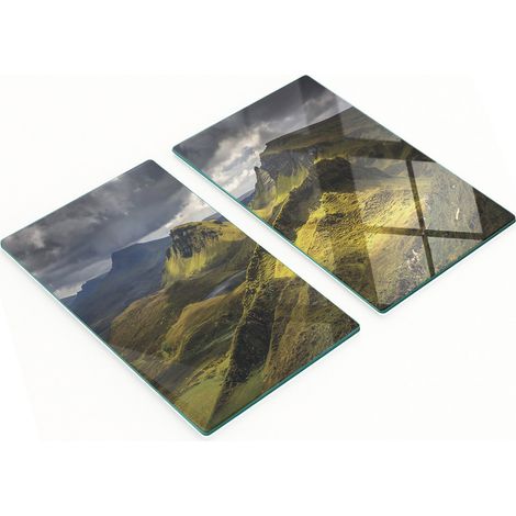 Tablas de cortar de cristal para cocina con dise帽os de Quiraing, Escocia, 2 x 30 x 52 cm