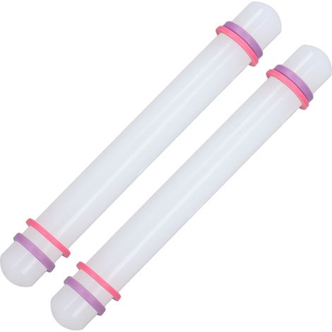 Set mit 2 antihaftbeschichteten Nudelhölzern, Nudelhölzer mit Ringen für Zuckerpaste, Gebäckwerkzeug (1/5)