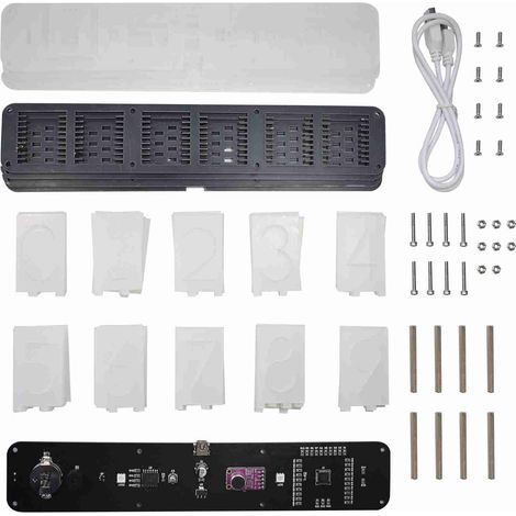 LED-Digitalwecker-Bausatz, große Schrift, 6-stellige Anzeige, halbfertiges elektronisches Musikspektrummodul, multifunktional, mit Anzeige von Uhrzeit/Temperatur, Datum und Wochentag. (1/5)