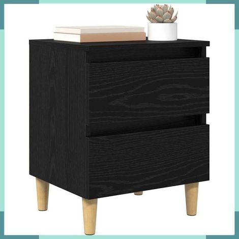885673 Meubles de lit avec tiroir 2 pcs Chêne noir 40 x 35 x 50 cm (1/5)