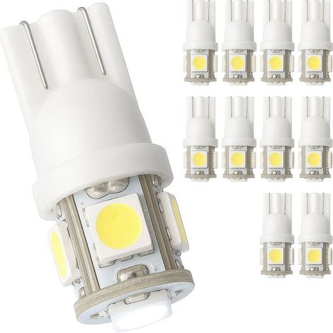 Lot de 10 ampoules LED T10 W5W pour voiture (1/3)