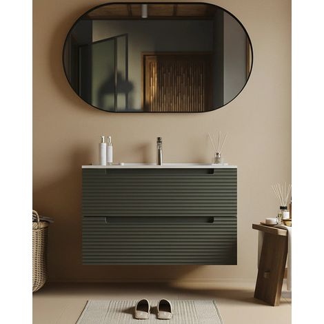 Mobile bagno grigio scuro 100x45 Mango con lavabo in ceramica lucida (1/5)