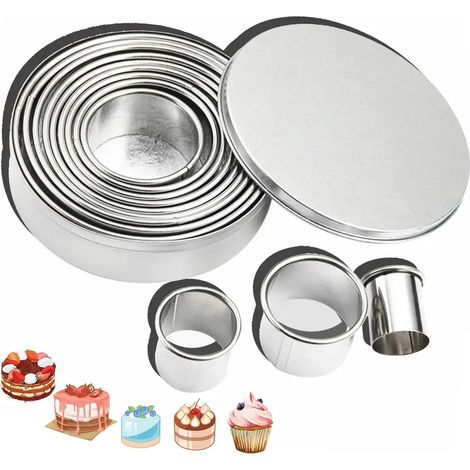 Ensemble de 12 emporte-pièces, emporte-pièces ronds de 2,5 à 11,2 cm avec boîte, emporte-pièces circulaires en acier inoxydable pour la pâtisserie et la confection de beignets.