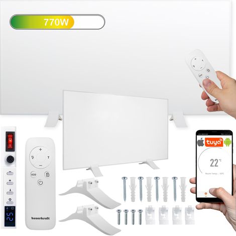 Calefactor infrarrojo, panel calefactor, IR 770W WIFI, 60x120 cm, blanco