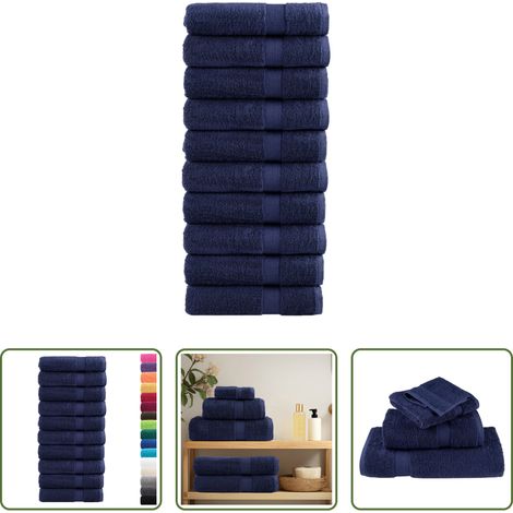 Duschhandtuch - Premium Duschtücher SOLUND 10 Stk. Marineblau 70x140 cm 600 g/m² (1/5)