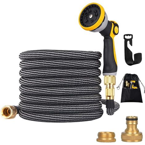 Tuyau d'arrosage de jardin 45,7 m 150 pi extensible avec tube intérieur double en latex le plus solide, anti-fuites, tuyau magique avec pistolet à 9 fonctions, version étendue