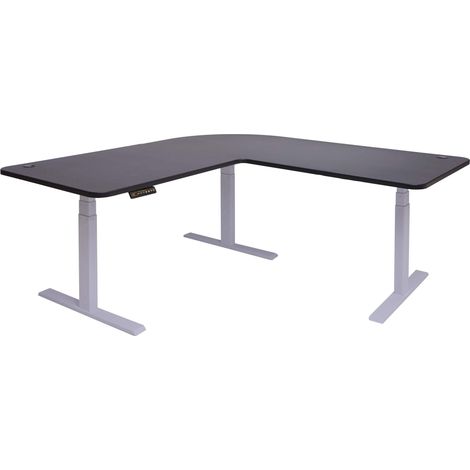Bureau d angle électrique réglable en hauteur 3 moteurs 178x178 cm 84 kg HDF acier noir 040010929 (1/5)