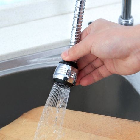 360° drehbarer Kopf, wassersparender Wasserhahnfilter, Wasserhahnfilteradapter, Wasserreiniger, Badewannenbelüfter, Sprinkler, wassersparendes Küchen- und Badezimmerzubehör (1/5)