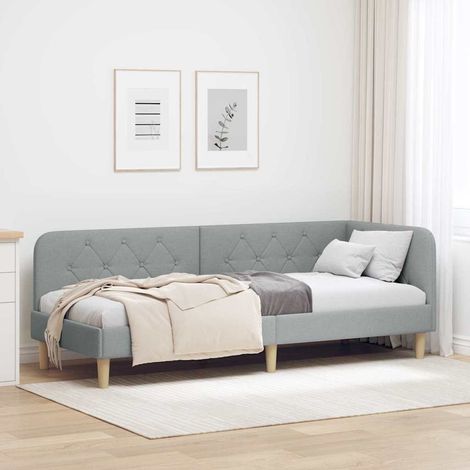 Eckbettgestell Hellgrau 80 x 200 cm Stoff