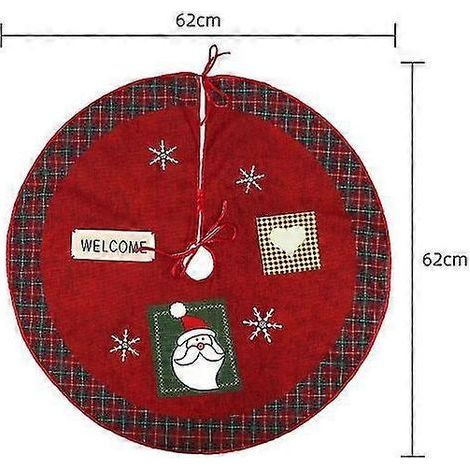 Jupe de sapin de Noël rouge de 62 cm avec Père Noël et renne, décorations de Noël pour la maison et le Nouvel An 2023 (1/4)