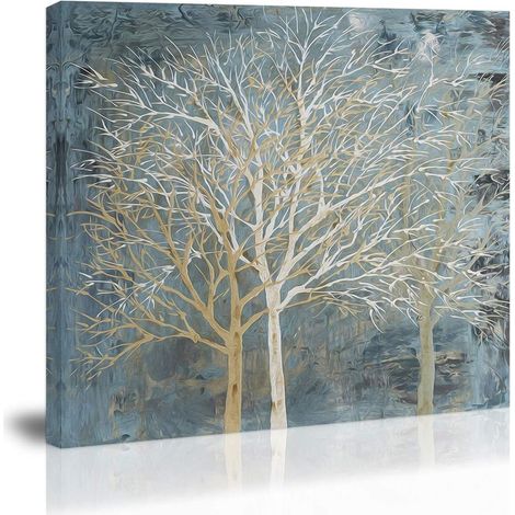 1 Tableau toile, Art mural abstrait bleu blanc, Impression moderne, Décoration salon cuisine (1/5)