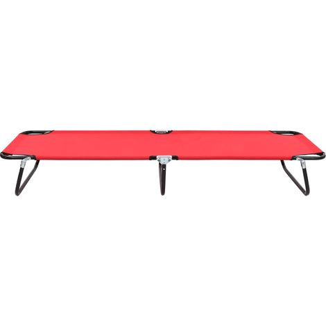 Chaise longue pliable, Fauteuil Relax, pour Jardin Balcon Camping, Rouge Acier OIB7800E (1/5)