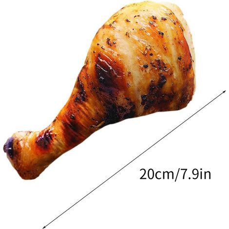 Coussin décoratif doux en forme de cuisse de poulet frit (20 cm), idéal pour la décoration intérieure ou comme cadeau d'anniversaire. (1/5)