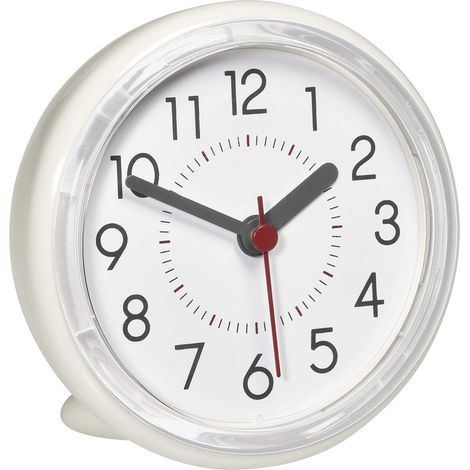 Horloge analogique pour salle de bain, étanche, horloge de douche sans perçage, fixation par ventouse, blanc crème (1/5)