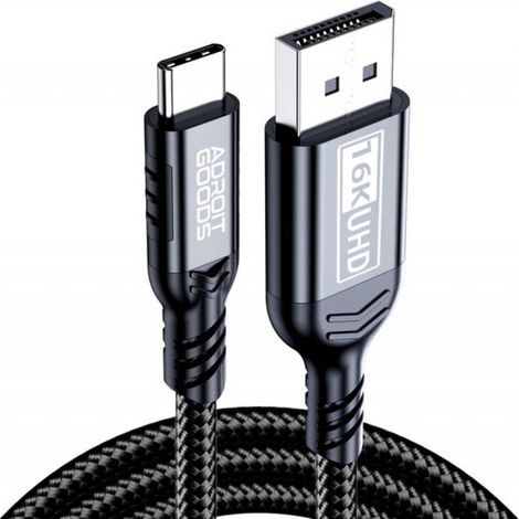 Câble USB-C vers DisplayPort 16K à 60 Hz - 80 Gbit/s - Noir - 1,8 m - Câble USB-C vers DisplayPort 16K à 60 Hz - 80 Gbit/s - Noir - 1,8 m (1/5)