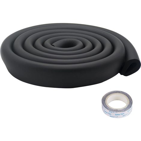 Protection de Bord en U de 2 m pour Tables Basses en Verre, Protection de sécurité en Mousse pour bébé, Protection d'angle pour Enfants, Extra épaisse, adaptée aux Meubles, cheminée (Noir) (1/5)