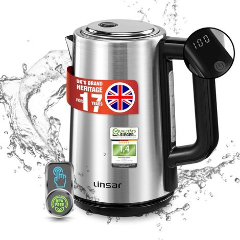 Bouilloire Électrique - temperature réglable, acier inoxydable, 1,7l - fonction maintien au chaud, 5 réglages de température 70-100°C - filtre anti-calcaire, sans BPA - 2200 W (1/5)