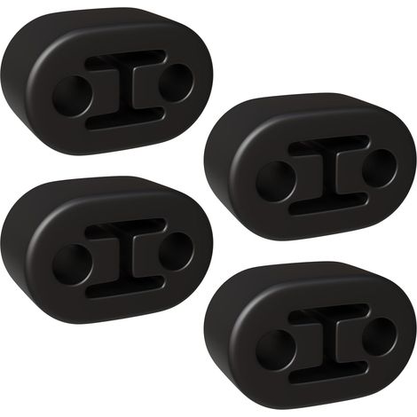 4er-Set universelle Auspuffgummihalterungen – Passend für alle Fahrzeuge – Schützt die Abgasanlage – 2 x 12-mm-Bohrungen – Schwarz (1/5)